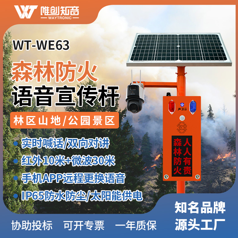 WT-WE63森林防火太阳能语音监控宣传杆