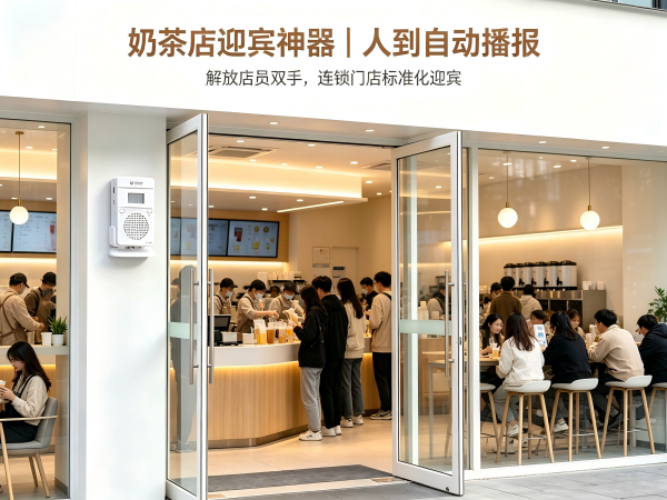 连锁奶茶店迎宾语音提示器｜门店客流 “看得见”，到店自动播报，解放店员